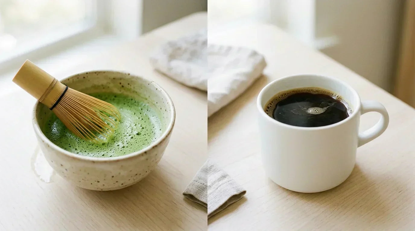 Matcha ir kava greta – kofeino palyginimas
