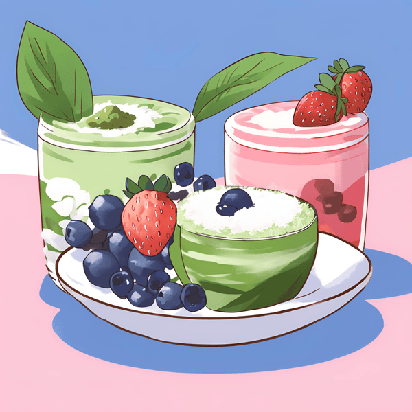 Trys išskirtiniai matcha skoniai: braškių, mėlynių ir kokosų - MB Belly Mood
