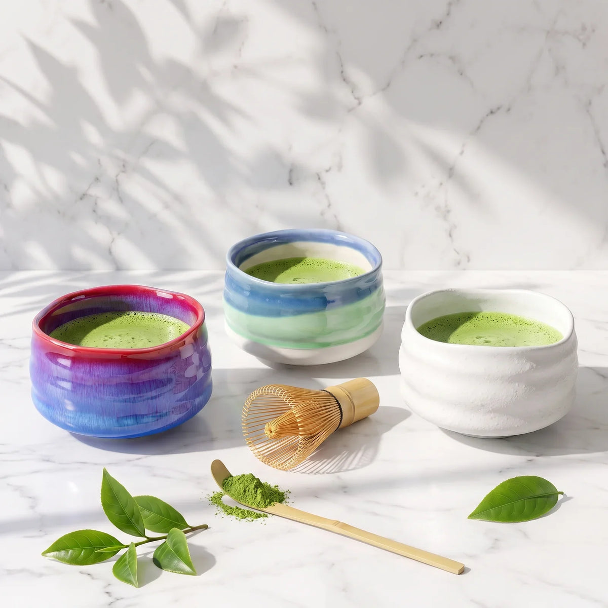 Matcha indai – rankų darbo matcha dubenėliai su išplakta matcha