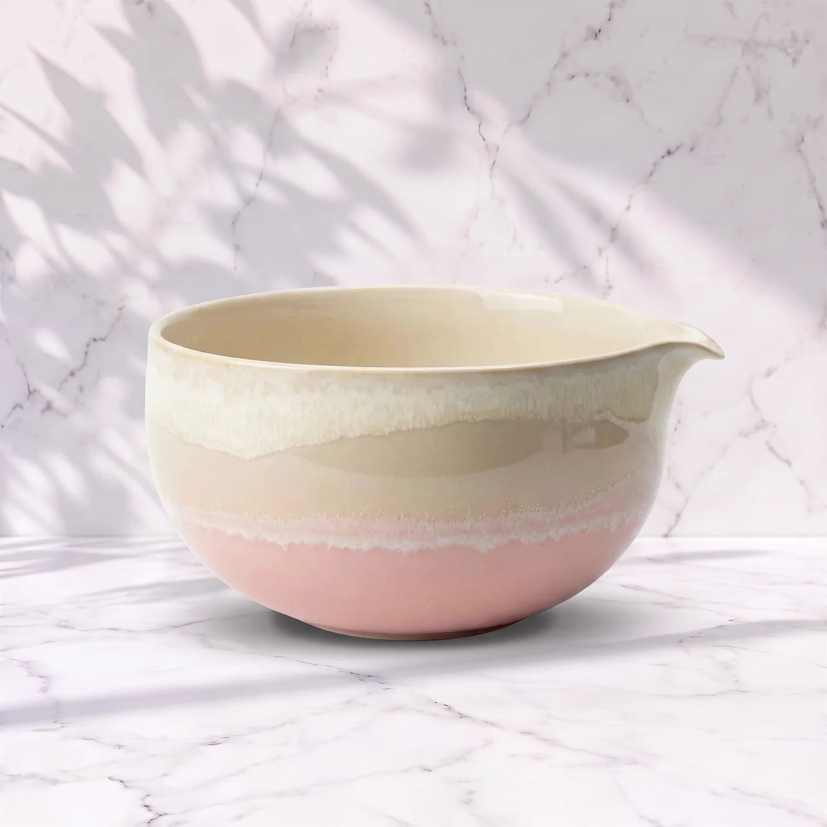 Matcha dubenėlis YELLOW PINK su snapeliu – rožinė ir kreminė glazūra, Belly Mood