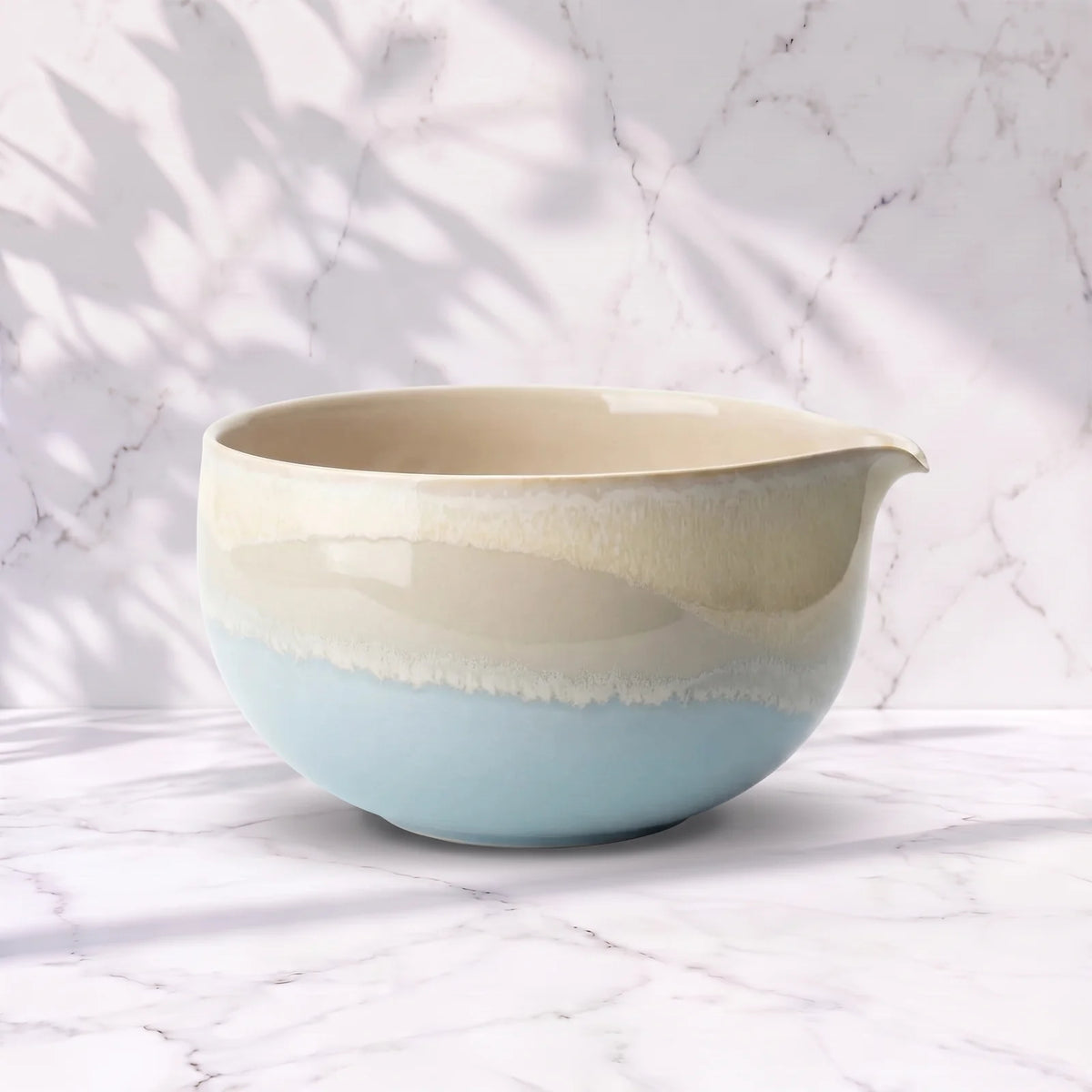 Matcha dubenėlis SKY BLUE su snapeliu – žydra ir kreminė glazūra, Belly Mood